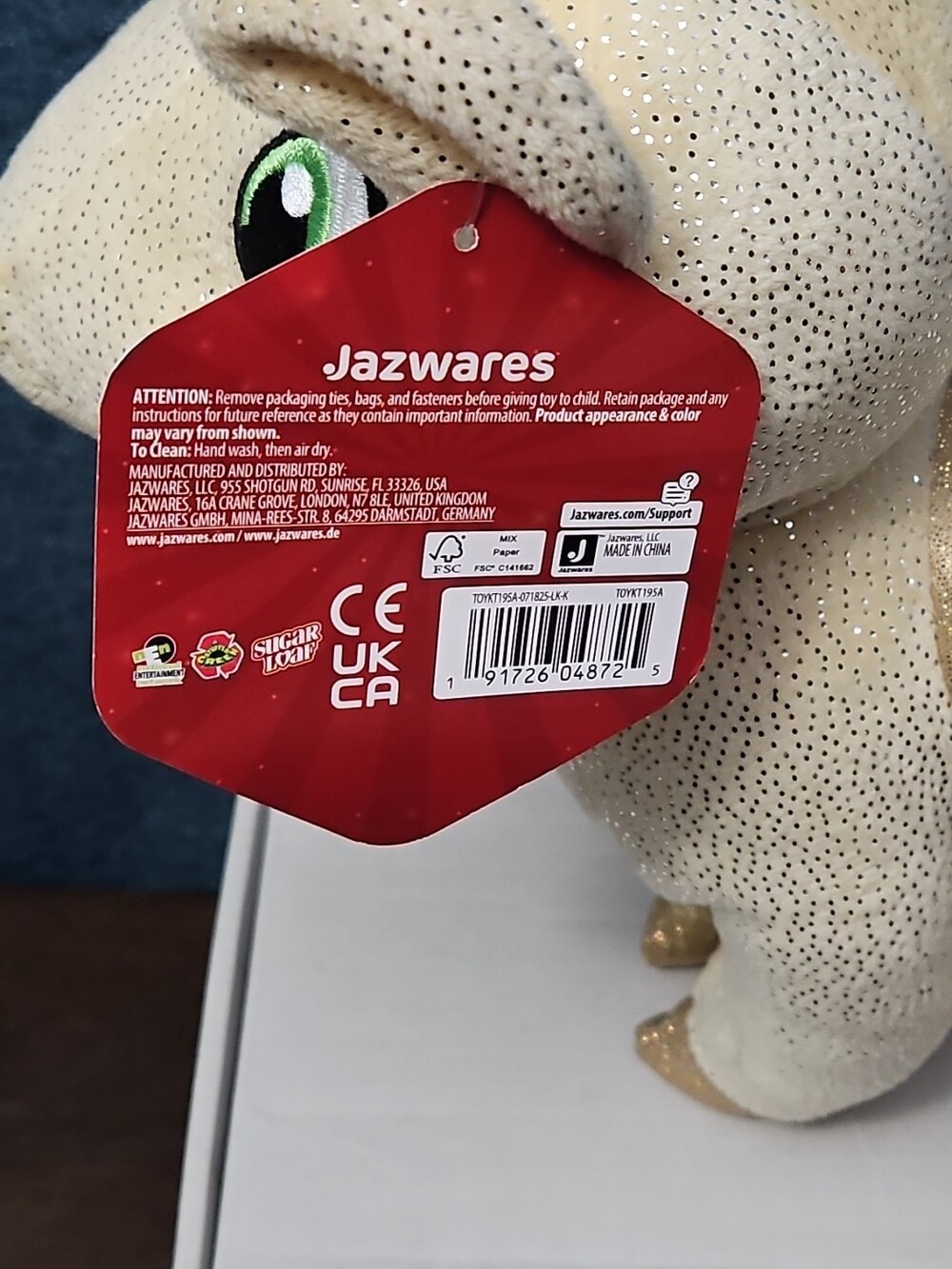 Sugar Loaf Santa’s Classic Reindeer | DASHER White Gold Sparkle Plush | Rare - Picture 14 of 16